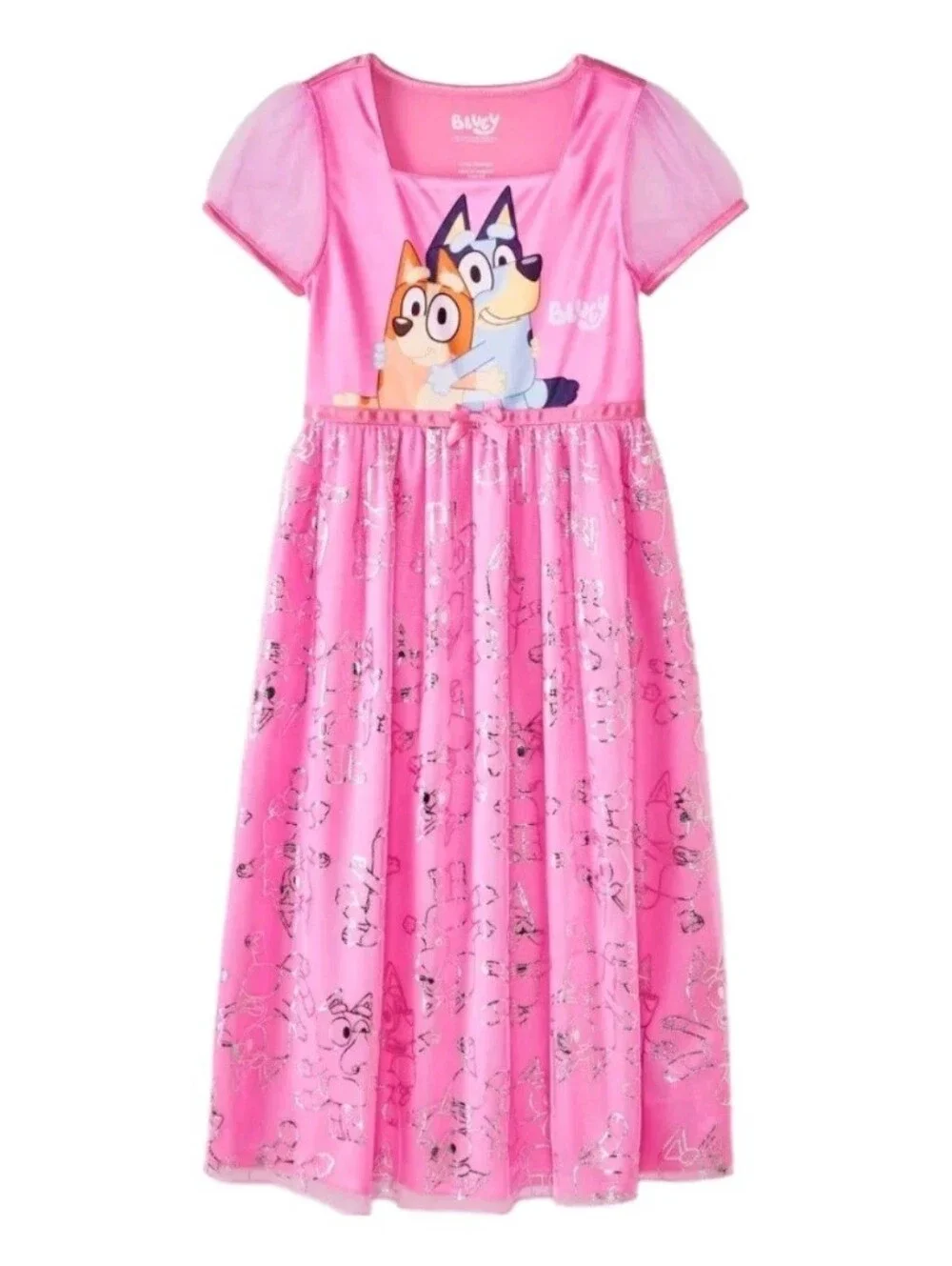 Pink Bluey & Bingo Pink Tulle Nightgown Large (10/12) NWT
